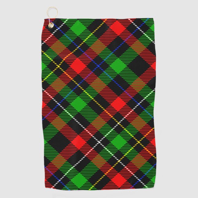 Christmas Red Green White Flannel Plaid Design  Golf Towel (Front)