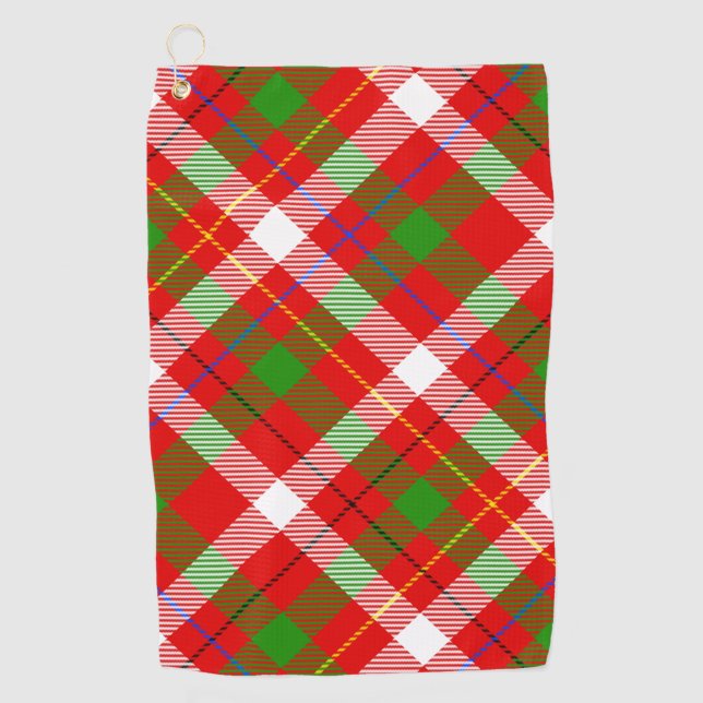 Christmas Red Green White Flannel Plaid Design  Golf Towel (Front)