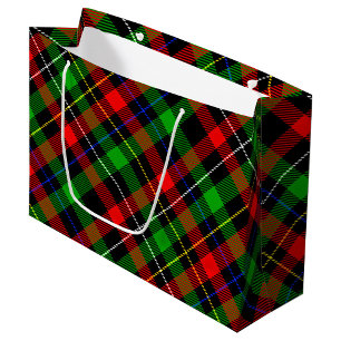 Christmas Red Green White Flannel Plaid Design Large Gift Bag