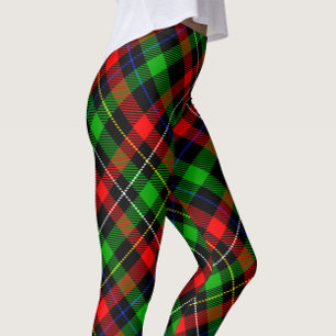 Christmas Red Green White Flannel Plaid Design Leggings