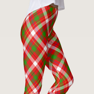 Christmas Red Green White Flannel Plaid Design  Leggings