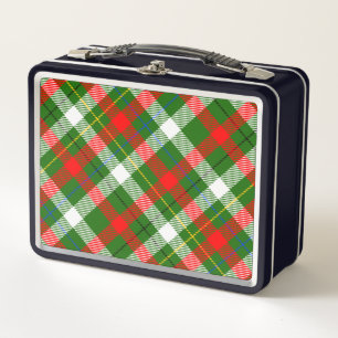 Christmas Red Green White Flannel Plaid Design Metal Lunch Box