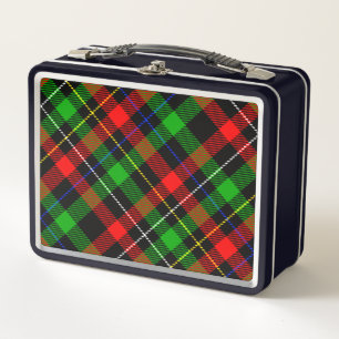 Christmas Red Green White Flannel Plaid Design Metal Lunch Box