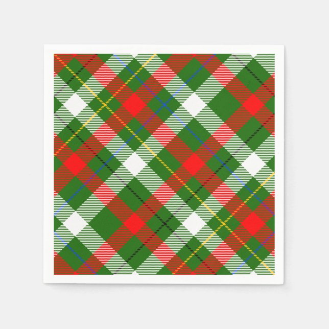 Christmas Red Green White Flannel Plaid Design  Napkin (Front)