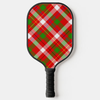 Christmas Red Green White Flannel Plaid Design  Pickleball Paddle