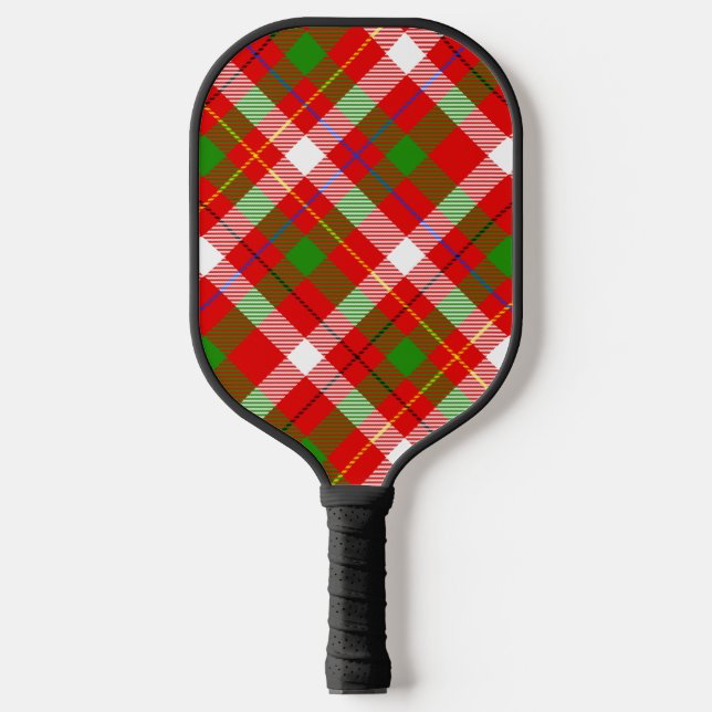 Christmas Red Green White Flannel Plaid Design  Pickleball Paddle (Front)