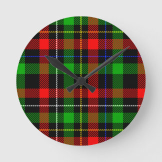 Christmas Red Green White Flannel Plaid Design  Round Clock