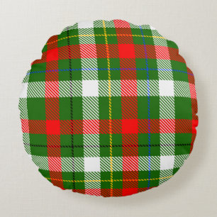 Christmas Red Green White Flannel Plaid Design  Round Cushion