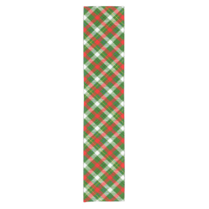 Christmas Red Green White Flannel Plaid Design Short Table Runner