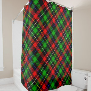 Christmas Red Green White Flannel Plaid Design Shower Curtain
