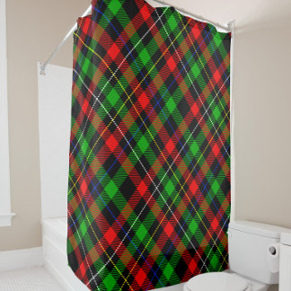Christmas Red Green White Flannel Plaid Design  Shower Curtain