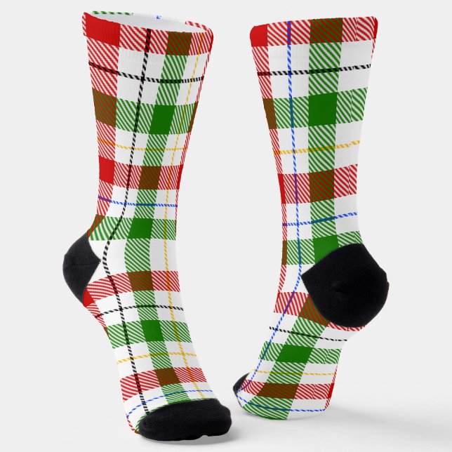 Christmas Red Green White Flannel Plaid Design  Socks (Creator Uploaded)