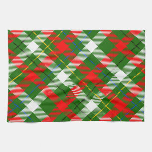 Christmas Red Green White Flannel Plaid Design Tea Towel