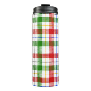 Christmas Red Green White Flannel Plaid Design Thermal Tumbler