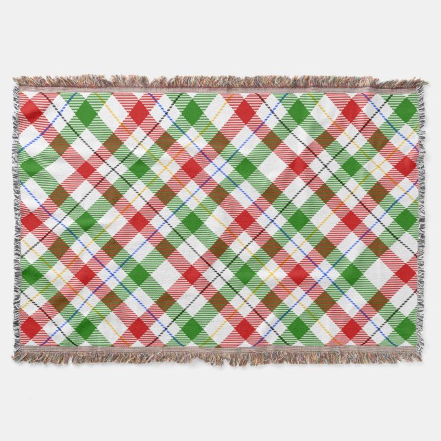 Christmas Red Green White Flannel Plaid Design  Throw Blanket (Front)