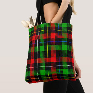 Christmas Red Green White Flannel Plaid Design Tote Bag