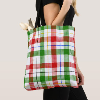 Christmas Red Green White Flannel Plaid Design  Tote Bag