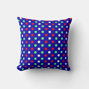 Christmas - Red, Green & White Polka Dots Pattern Cushion