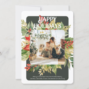 Christmas Red Green Winter Foliage Photo Template