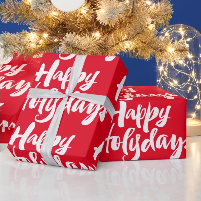 Christmas Red Happy Holidays Holy Days Religious Wrapping Paper (Holidays)
