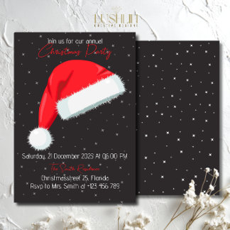 Christmas Red Hat Party Holiday Celebration Invitation