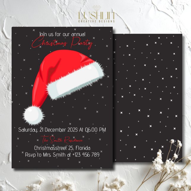 Christmas Red Hat Party Holiday Celebration Invitation (Creator Uploaded)