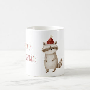 Christmas Red Hat Racoon Coffee Mug