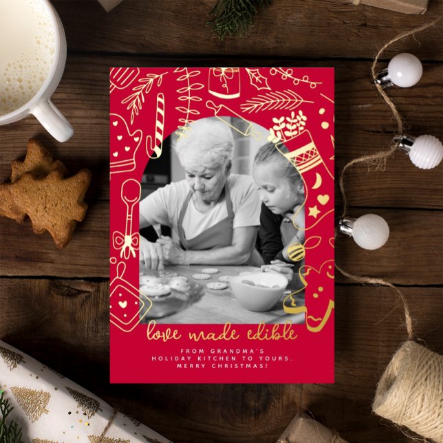 Christmas Red Holiday Baking Foil Holiday Card (Creator Uploaded)