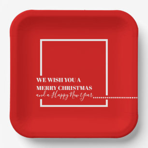 Christmas Red Holiday Merry Christmas Modern Paper Plate