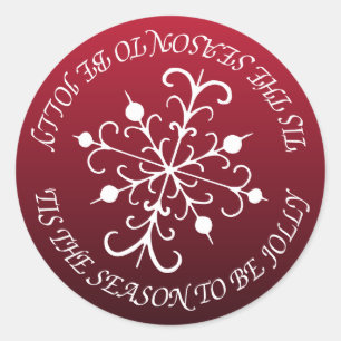 Christmas Red Jolly Snowflake Envelope Stickers