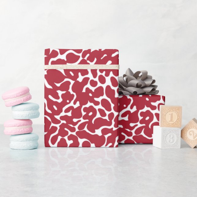 Christmas red leopard skin pattern wrapping paper (Baby Shower)