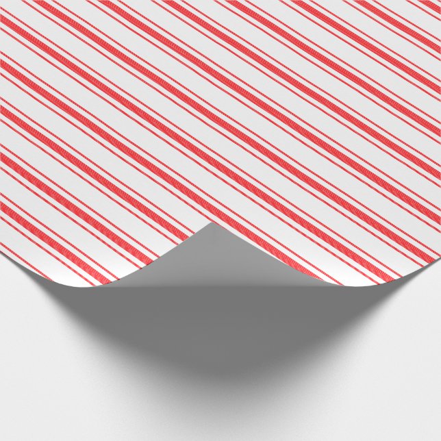 Christmas Red Mattress Ticking Bed Stripes Wrapping Paper (Corner)