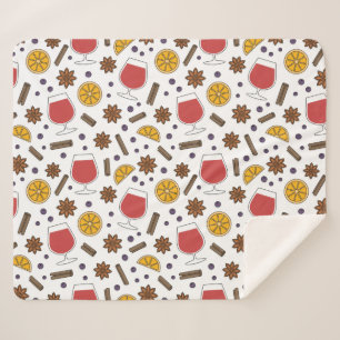 Christmas red mulled spicy wine drawing  sherpa blanket