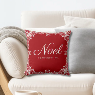 Christmas Red Noel Monogram Cushion