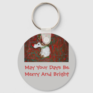Christmas Red Nose Reindeer Moose Key Ring