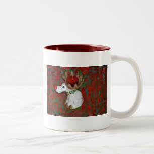 Christmas Red Nose Reindeer Moose Two-Tone Coffee Mug