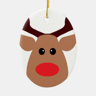 Christmas Red Nosed Reindeer Ceramic Ornament