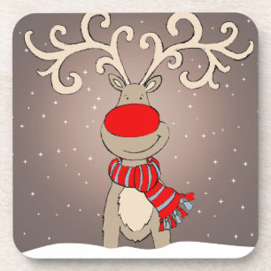 Christmas red-nosed reindeer set of 6 coasters