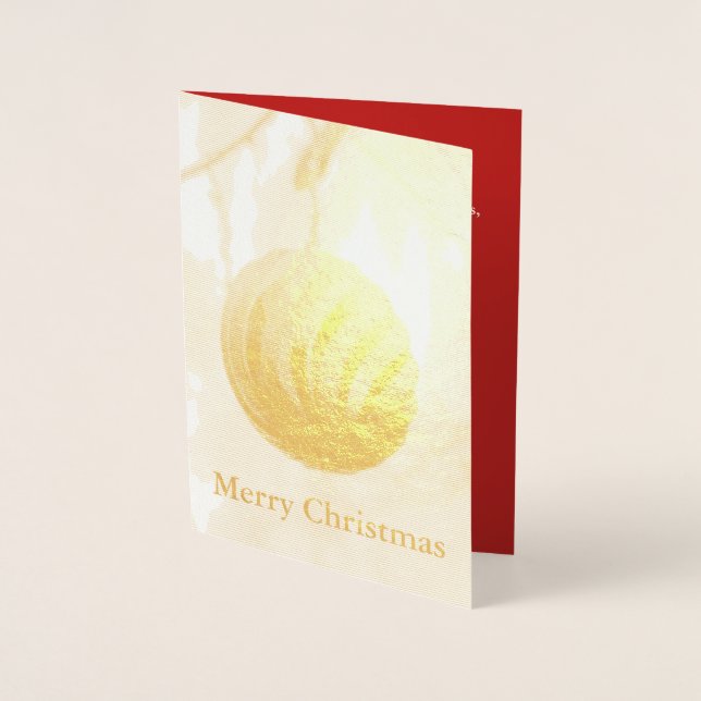 Christmas Red Ornament Ball Gold Foil Card (Front)