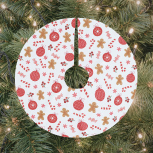 Christmas Red Ornament Holiday  Brushed Polyester Tree Skirt