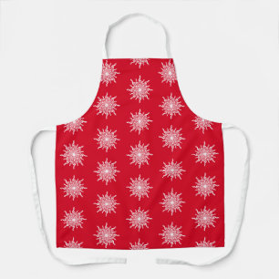 Christmas Red Ornamental G-Clef Snowflake Pattern Apron