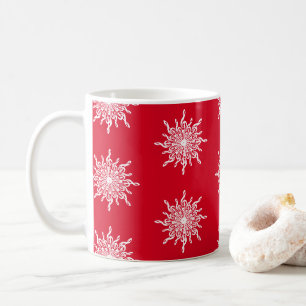 Christmas Red Ornamental G-Clef Snowflake Pattern Coffee Mug