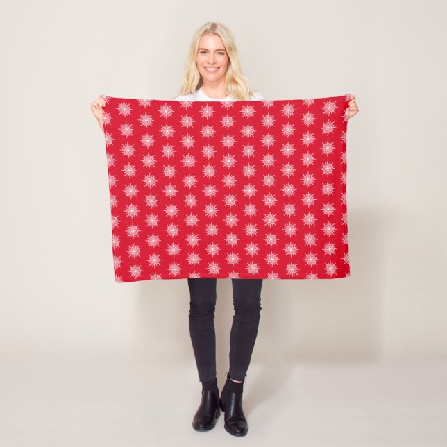 Christmas Red Ornamental G-Clef Snowflake Pattern Fleece Blanket (In Situ)