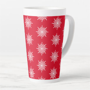 Christmas Red Ornamental G-Clef Snowflake Pattern Latte Mug