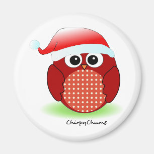 Christmas Red Owl Magnet