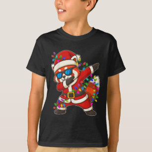 Christmas Red Panda Dabbing Lights Santa Xmas For  T-Shirt
