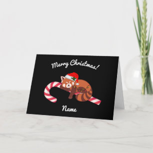 "Christmas Red Panda" Folded Holiday Card