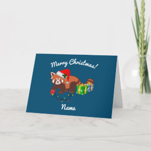 "Christmas Red Panda" Folded Holiday Card