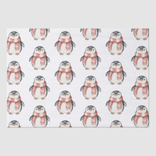 Christmas Red Peppermint Penguins Tissue Paper