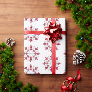Christmas Red Peppermint Snowflakes Wrapping Paper